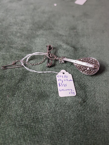 c1950 Sterling Silver and Marcasite Mandolin brooch Germany #174